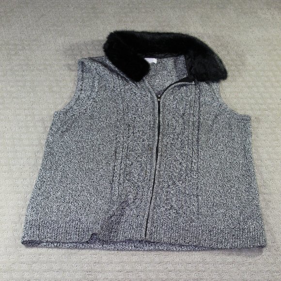 C.J. Banks Size 14W Sweater Vest with removable faux fur collar - Picture 1 of 5